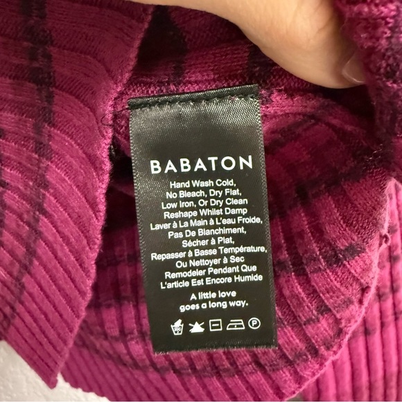 Babaton Nathaniel space dyed striped cropped sweater in raspberry Size M - Picture 5 of 6